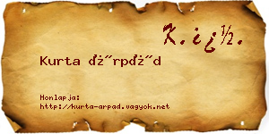 Kurta Árpád névjegykártya