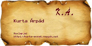 Kurta Árpád névjegykártya